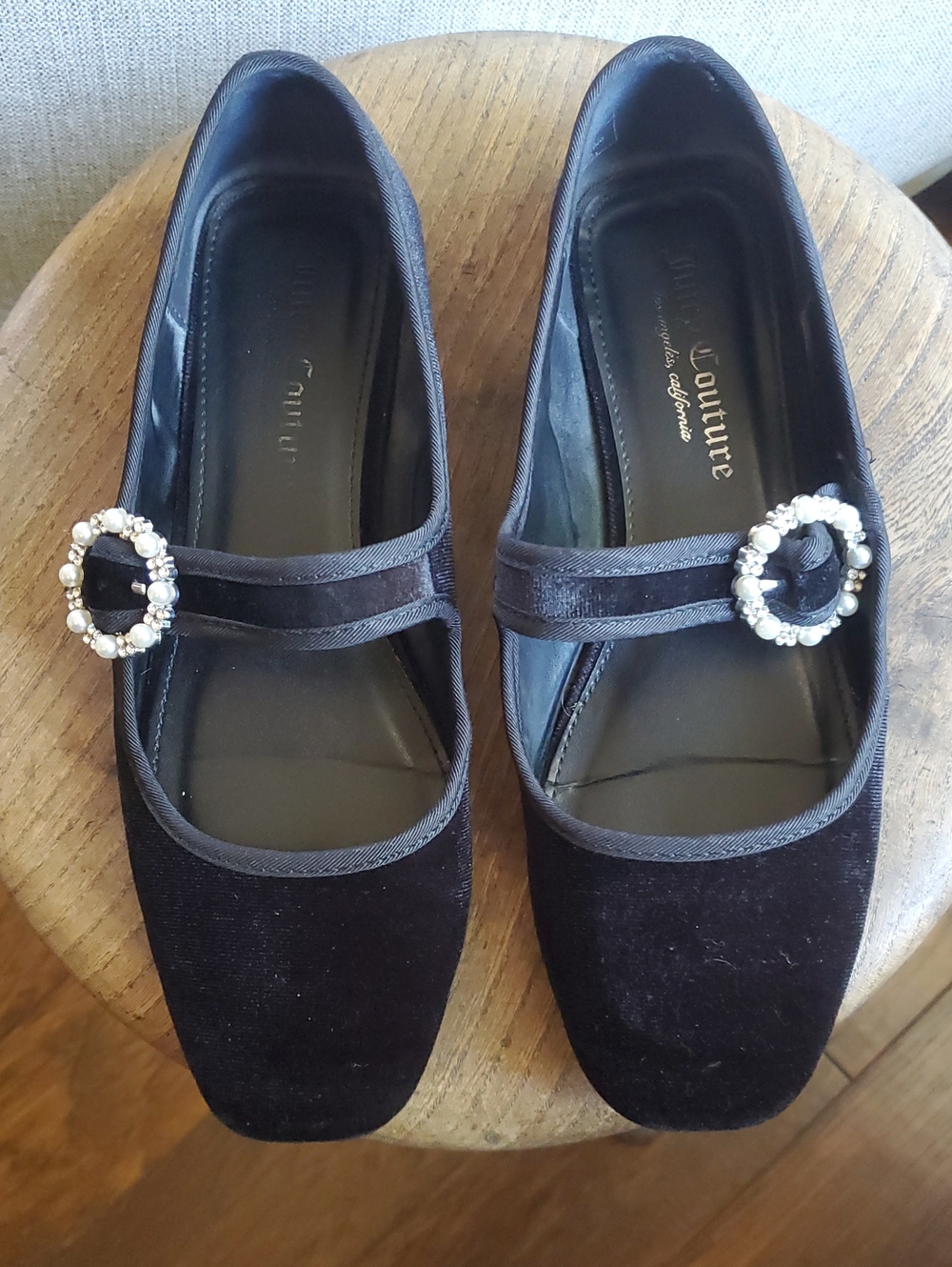 Juicy Couture Black Velvet Mary Janes